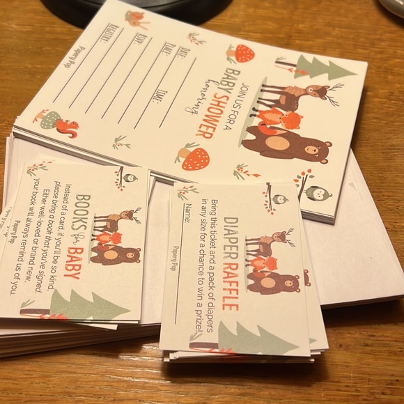 💚3 for $15💚 14 Woodland Animals Baby Shower Invitations Envelopes Inserts NEW - Picture 11 of 16